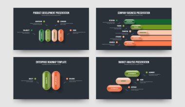 Danışmanlık Geliştirme 4523 Element Bilgi Sunumu Şablonu Ayarlandı. Proje Performans Dört Beş İki Üç Seçenek Slayt Tasarım Vektörü Çizim Paketi.