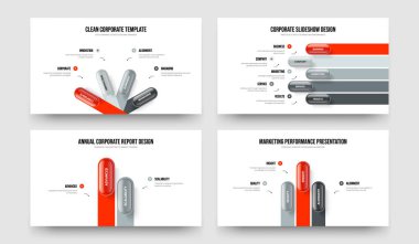 Dijital Rapor 4523 Element Bilgi Kaydırma Şablonu Paketi. Reklam İçgörüsü 4-5-2-3 Basamaklı Diyagram Çerçeve Düzeni Vektör Çizimi.