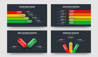 Ürün Raporu 4-5-2-3 Seçenek Bilgi Sunumu Tasarım Vektör Çizimi. Şirket Planı 4523 Adım Çerçeve Düzenleme Koleksiyonu.