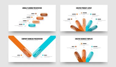 İş Brifingi 4523 Adım Infographic Frame Design Collection. Ürün Analizi Dört Beş İki Üç Seçenek Diyagramı Sunum Düzeni Vektör Çizim Paketi.