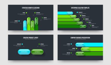 Kurumsal Insight 4-5-2-3-Basamaklı Bilgi Sunumu Tasarım Vektör İllüstrasyonu. İş Analizi 4523 Seçenek Slayt Gösterisi Şablonu Paketi.