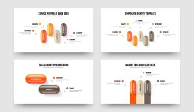 Finansal Çözüm 4523 Adım Diyagram Slayt Gösterisi Tasarım Seti. Ürün Kampanyası 4-5-2-3 Element Bilgi Kaydırma Planı Vektör Resimleri Koleksiyonu.