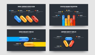 Dijital Brifing Dört Beş İki Üç Seçenek Slayt Gösterisi Slayt Tasarım Vektörü İllüstrasyon Koleksiyonu. Şirket Profili 4523 Element Bilgi Kaydırma Şablonu Paketi.