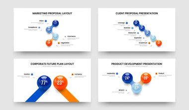 Eğitim Brifingi 4-5-2-3 Element Kaydırma Planı Vektör Resimleri Koleksiyonu. Görsel Fırlatma 4523 Adım Diyagram Slayt Gösterisi Tasarımı.