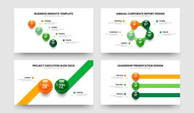 Danışma 4523 Element Diyagramı Sunum Yerleşimi Koleksiyonu. Finansal Plan Dört Beş İki Üç Seçenek Slayt Gösterisi Tasarım Vektörü İllüstrasyonu.