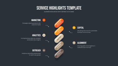 Finansal Portföy Sunum Düzeni Vektör İllüstrasyonu. Piyasa Planlama 5 Element Diyagramı Kayma Şablonu. Girişim Gözden Geçirme Beş Seçenek Slayt Gösterisi Tasarımı.