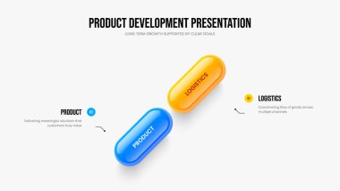 Pazarlama Kampanyası 2 Adım Diyagram Slayt Şablonu. Proje Genel Görünümü İki Seçenek Bilgi Sunumu Tasarımı. Dijital Brifing Çerçeve Düzeni Vektör İllüstrasyonu.