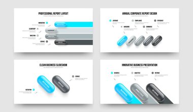 Modern Teklif 4-5-2-3 Element Diyagram Kaydırma Düzeni Vektör Resimleri Paketi. İş Geliştirme 4523 Adım Bilgi Çerçeve Tasarım Koleksiyonu.