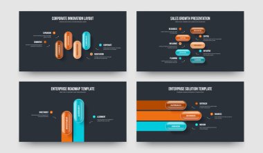 İş Geliştirme 4523 Adım Diyagram Slayt Gösterisi Tasarım Seti. Dijital Genel Görünüm Dört Beş İki Üç Seçenek Bilgilendirme Sunum Düzeni Vektör İllüstrasyon Koleksiyonu.