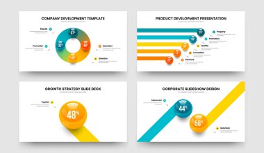 Danışmanlık Gözden Geçirme Dört Beş Bir İki Element Slayt Gösterisi Şablon Vektör Resimleri Paketi. Reklam Görselleştirme 4512 Seçenek Bilgi Kaydırağı Tasarımı Ayarları.