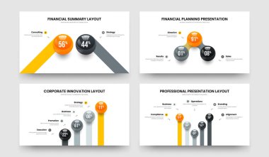 İş Kampanyası 2345 Element Diyagram Slayt Gösterisi Düzenleme Koleksiyonu. Yatırımcı Performansı 2345 Seçenek Çizelgesi Çerçeve Tasarım Vektörü Çizim Paketi.