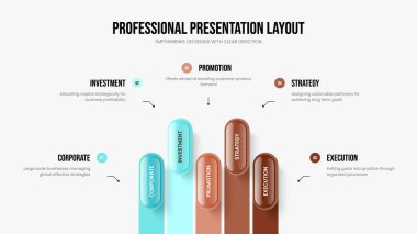Modern Planlama 5 Adım Infographic Frame Mizanpajı. Ürün Portföyü Slayt Gösterisi Tasarım Vektörü İllüstrasyonu. Proje Raporu Beş Seçenek Diyagramı Sunum Şablonu.