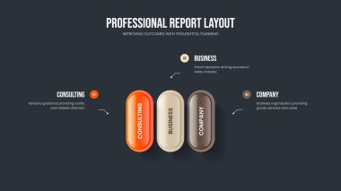 Finansal Analiz Üç Seçenek Bilgi Çerçeve Düzeni. Atılgan Hava Durumu Sunumu Tasarım Vektörü İllüstrasyonu. Reklam Planı 3 Element Diyagramı Slayt Gösterisi Şablonu.