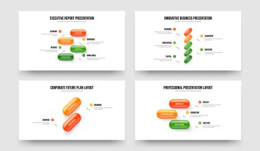 Danışmanlık Fırlatma 4-5-2-3 Element Bilgi Slaytı Slayt Gösterisi Tasarım Vektörü Çizimi. Pazarlama Teklifi 4523 Adım Kaydırma Şablonu Koleksiyonu.