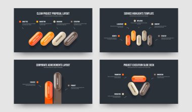 Dijital Çözüm 4523 Element Diyagram Slayt Gösterisi Tasarım Seti. Yatırımcı Geliştirme Dört Beş İki Üç Seçenek Bilgilendirme Çerçeve Düzeni Vektör Çizim Paketi.