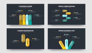 Atılgan Profili 4523 Adım Diyagram Slayt Şablonu Koleksiyonu. Satışlar Giriş 4-5-2-3 Element Bilgi Kaydırma Düzeni Vektör Çizimi.