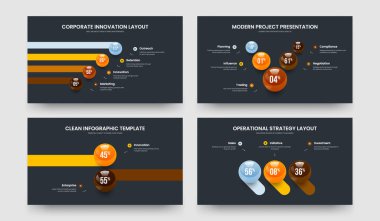 Plan 4523 Seçenek Çerçeve Şablonu Koleksiyonu Danışmanlığı. Fen İncelemesi 4-5-2-3 Element Diyagram Slayt Gösterisi Tasarım Vektörü Çizimi.