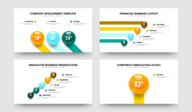 Kurumsal Strateji Üç Dört Beş Adım Diyagram Slayt Gösterisi Vektör Çizim Paketi. Şirket Kampanyası 3451 Seçenek Slayt Tasarımı.