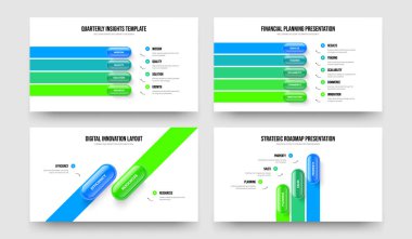 Proje Çözümü 4-5-2-3 Seçenek Şablon Vektör Çizim Koleksiyonu. Dijital Hava Durumu 4523 Element Bilgisel Slayt Gösterisi Düzeni.