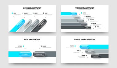 Ürün İncelemesi 4523 Element Bilgi Kaydırağı Tasarımı Koleksiyonu. Proje Planlama Dört Beş İki Üç Adım Çerçeve Şablonu Vektör Çizim Paketi.