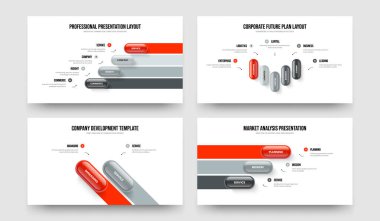 Finansal Kampanya 4523 Adım Infographic Slayt Gösterisi Tasarımı. Yaratıcı İcat 4-5-2-3 Seçenek Diyagram Kaydırma Şablonu Çizim Paketi.