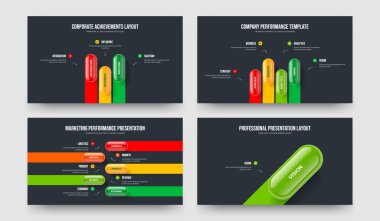 Finansal Giriş 3451 Seçenek Diyagramı Sunum Düzeni Paketi. Reklam Tahminleri Üç Dört Beş Element Bilgi Kaydırma Şablonu Vektör Resimleme Ayarları.