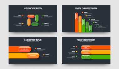 Ürün Brifingi Dört Beş İki Üç Adım Slayt Gösterisi Tasarım Vektörü İllüstrasyon Koleksiyonu. Modern İcat 4523 Seçenek Diyagramı Sunum Düzeni Paketi.