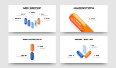 Proje Gözden Geçirme Beş Bir İki Üç Basamaklı Bilgi Slayt Gösterisi Vektör Çizim Koleksiyonu. Yaratıcı Giriş 5123 Element Diyagramı Sunum Tasarımı.