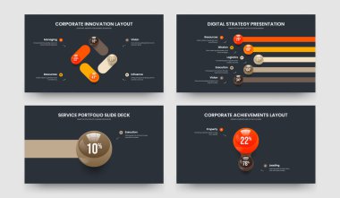 Bilim Planlama 4512 Adım Tanıtım Tasarım Koleksiyonu. Zarif Büyüme 4-5-1-2 Element Grafik Slayt Gösterisi Düzen Vektörü Çizim Paketi.