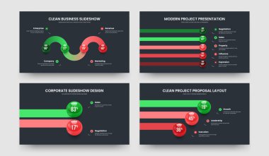 Finansal Showcase 4523 Element Grafik Kaydırma Yerleşimi Ayarları. Servis İcat 4-5-2-3 Adım Grafik Tasarım Vektör Çizim Paketi.