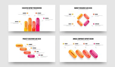 Servis Stratejisi Dört Element Diyagram Slayt Gösterisi Vektör Çizim Paketi. Modern Görselleştirme 4 Adım Bilgisel Sunum Şablonu Koleksiyonu.