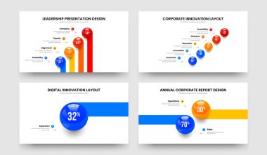 Eğitimsel Giriş Dört Beş Bir İki Adım Diyagram Slayt Gösterisi Tasarım Vektörü Çizimi. Dijital İnovasyon 4512 Element Infographic Frame Şablon Paketi.