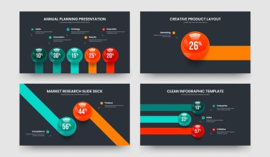 Clean Portfolio Five One Two Three Element Infographic Presentation Design Vector Illustration Bundle. Company Plan 5 1 2 3 Option Chart Slideshow Layout Collection.