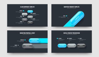 Şirket Şovu 5123 Seçenek Slayt Gösterisi Düzeni Paketi. Servis Çözümü 5, 1, 2, 3 Element Diyagram Slayt Tasarım Vektörü Çizimi.