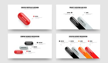 Business Profile 1 2 3 4 Element Diagram Frame Design Set. Service Campaign One Two Three Four Option Infographic Slide Layout Vector Illustration Collection.