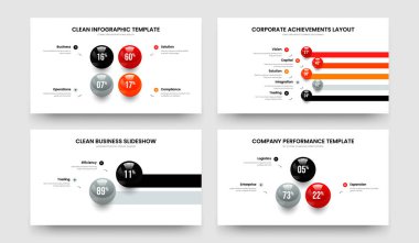 Yaratıcı Genel Bakış 4523 Adım Infographic Slayt Gösterisi Tasarım Seti. Yatırımcı Gözden Geçirme Dört Beş İki Üç Seçenek Çizelgesi Sunum Düzeni Vektör Çizim Paketi.