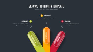 Yatırımcı Kampanyası Üç Adım Diyagram Kaydırma Tasarımı. Dijital Insight 3 Element Bilgi Şablonu. Ürün Brifingi Sunum Düzeni Vektör İllüstrasyonu.