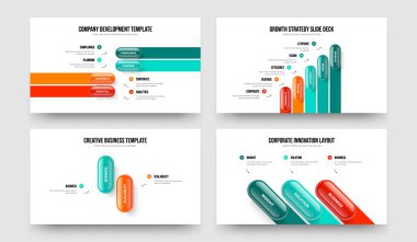 Ürün Hava Durumu 4523 Element Bilgi Slayt Gösterisi Şablonu Paketi. Finansal Kampanya Dört Beş İki Üç Adım Diyagram Sunum Tasarım Vektörü İllüstrasyonu.