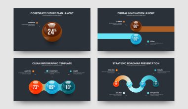 Zarif Brifing Bir İki Üç Dört Seçenek Slayt Gösterisi Tasarım Vektörü Çizim Paketi. Asgari Kampanya 1234 Adım Çizelgesi Kaydırma Şablonu Koleksiyonu.