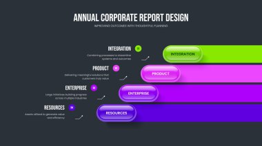 Creative Profile 4 Element Infographic Slideshow Template. Market Solution Four Option Diagram Slide Design. Consulting Launch Presentation Layout Vector Illustration.