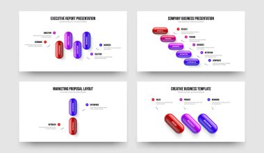 Product Proposal Four Five Two Three Step Infographic Presentation Template Vector Illustration Bundle. Service Report 4 5 2 3 Option Diagram Slideshow Design Set.