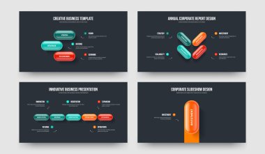 Digital Planning Three Four Five One Step Infographic Frame Layout Vector Illustration Collection. Modern Forecast 3 4 5 1 Element Diagram Slideshow Template Bundle.