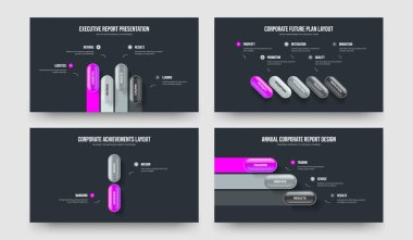 Business Innovation 4 5 2 3 Step Infographic Presentation Template Collection. Product Proposal Four Five Two Three Option Diagram Slideshow Layout Vector Illustration Bundle.