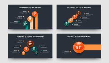 Asgari Performans 3451 Element Diyagram Kaydırma Tasarımı Seti. Piyasa Portföyü Üç Dört Beş Bir Adım Çerçeve Düzenleme Vektör Çizim Paketi.