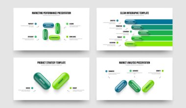 Satış Geliştirme 4-5-2-3 Basamaklı Bilgi Kaydırma Düzeni Vektör Resimleri Paketi. Görsel İcat 4523 Element Diyagramı Sunum Şablonu Ayarlandı.