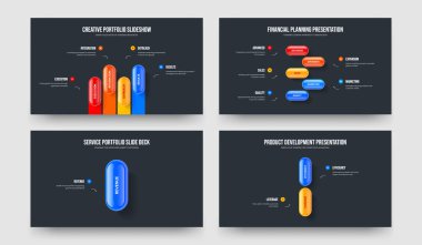 Şirket Performansı 4-5-1-2 Seçenek Slayt Gösterisi Slayt Düzeni Vektör Resimleri Koleksiyonu. Görsel Gelişim 4512 Element Diyagramı Şablon Paketi.