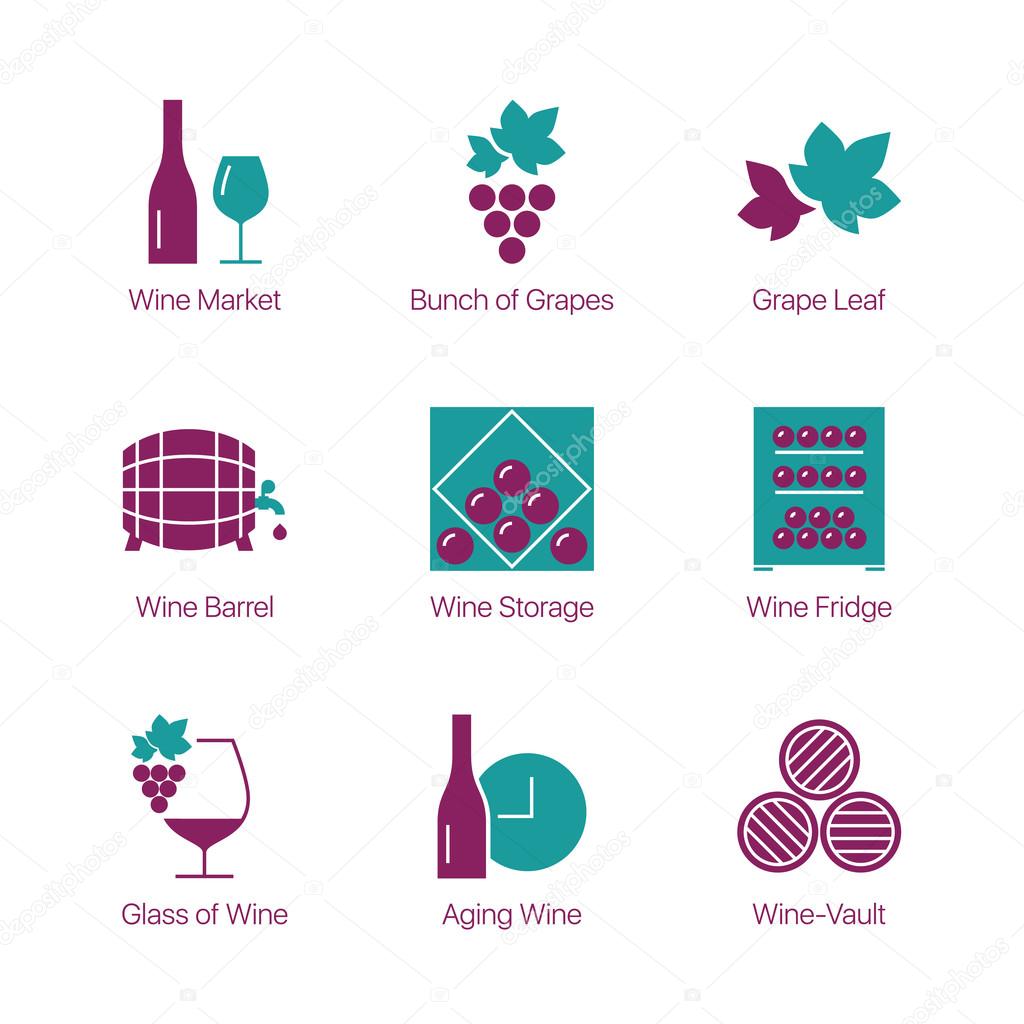 Outline linear stroke thin line wine icons