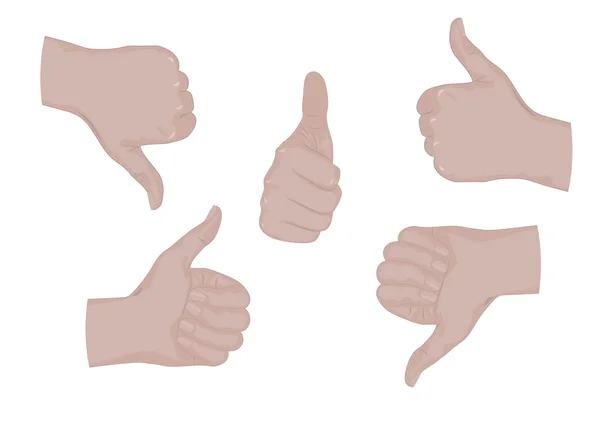 Human hands showing thumbs up, thumbs down. Vector set — Stock Vector