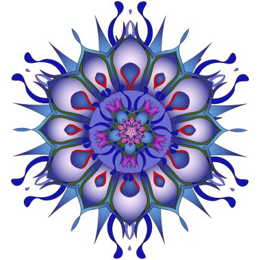 Vektör illüstrasyon. Beyaz arka plan üzerinde soyut mavi mandala .