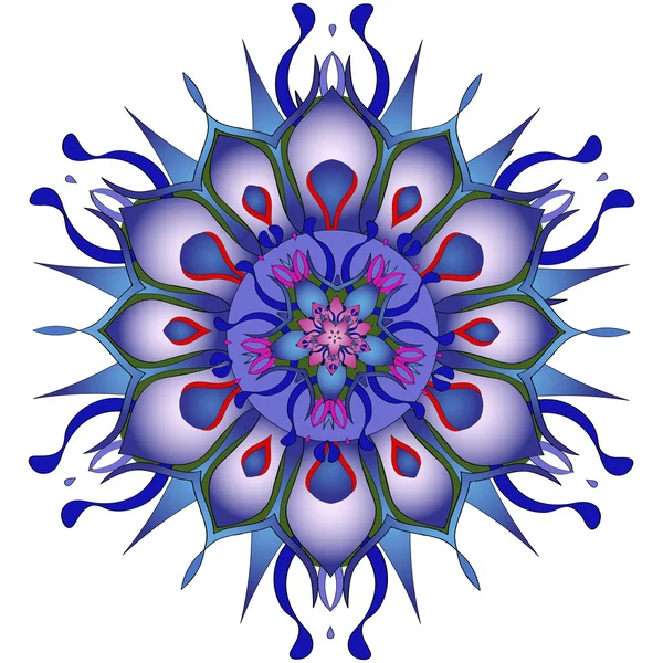 Vektör illüstrasyon. Beyaz arka plan üzerinde soyut mavi mandala .
